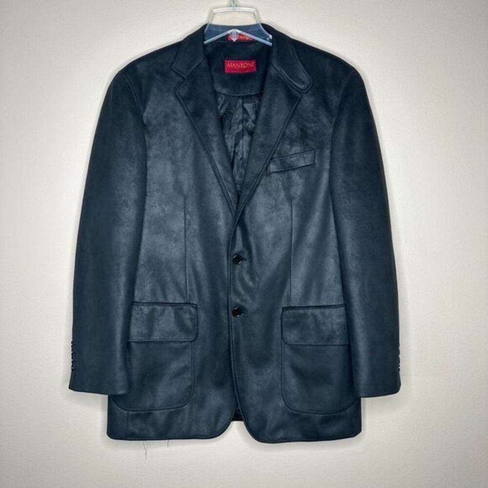 Mantoni‎ Blazer Mens 40R Black Faux Suede Inside Pockets Double Vented Coat